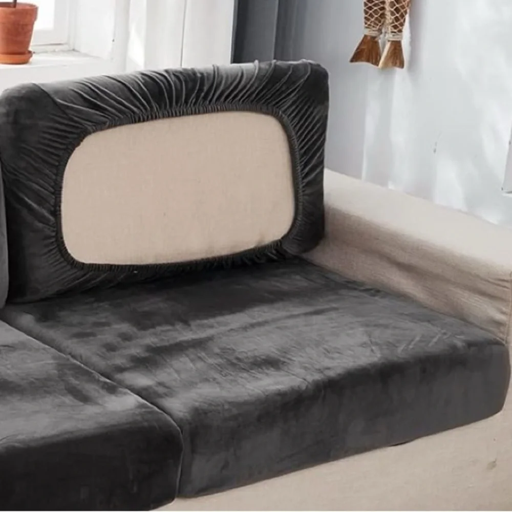 Elegant gray Velvet Sofa cover 1 piece
